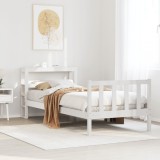 VidaXL Cadru pat fără saltea, alb, 90x190 cm, lemn masiv de pin
