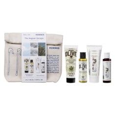 Pachet Travel Olive Gel de dus 40ml + Crema de corp 40ml + Gel de dus 40ml + Balsam 40ml, Korres
