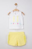Set maiou de vara cu pantalonasi cu tulle pentru bebelusi , Tongs baby (Culoare: Galben, Marime: 18-24 Luni)