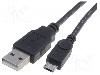 Cablu USB A tata la micro USB B tata, USB 2.0, lungime 1m, negru, Goobay, 46800, T145887