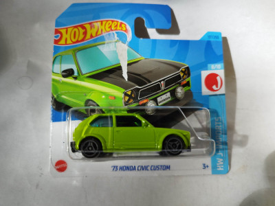 bnk jc Hot Wheels 2023 - `73 Hond Civic Custom - 117/250 - blister deteriorat foto