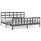 Cadru pat cu tablie 200x200 cm, gri, lemn masiv