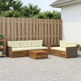 vidaXL Set de canapele de exterior cu pernă 6 pcs Natural și Crem 3383018