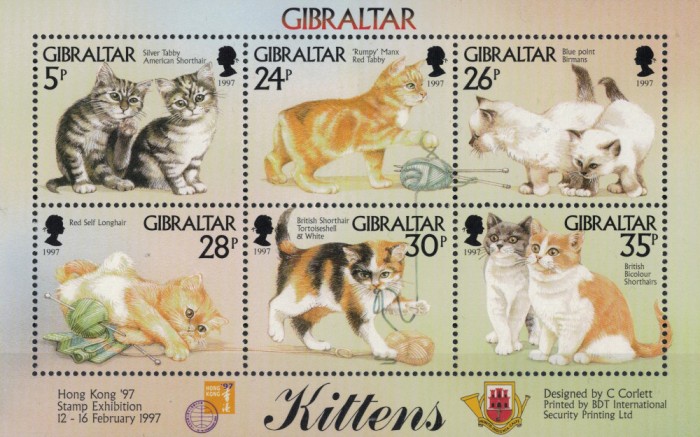 GIBRALTAR 1997 - Pisici /colita MNH