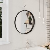Oglindă suspendată cu agățătoare, negru, 50 cm