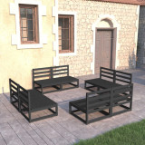 Set mobilier de gradina, 8 piese, negru, lemn masiv de pin GartenMobel Dekor, vidaXL