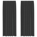 Cumpara ieftin Perdele Voile cu buzunare pentru bare 2 buc Negru