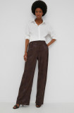 Cumpara ieftin Answear Lab pantaloni femei, culoarea maro, drept, high waist