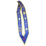 Cordon Masonic Albastru (Diagonal?) &ndash; Broderie Tradi?ional? cu Fir Auriu