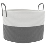 Cumpara ieftin Cos de depozitare, gri si alb, &Oslash;51x33 cm, bumbac