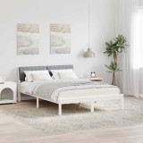 VidaXL Cadru de pat Alb și gri deschis 140 x 190 cm Lemn masiv de pin 878688