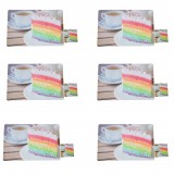 Set suport pahar si farfurie pentru servirea mesei, model Pufo Cake time, 6 bucati