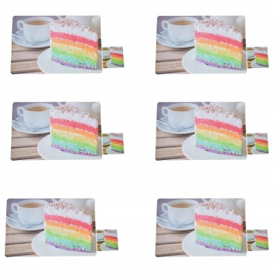 Set suport pahar si farfurie pentru servirea mesei, model Pufo Cake time, 6 bucati foto
