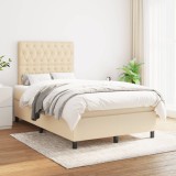 VidaXL Pat box spring cu saltea, crem, 120x200 cm, textil 3142006