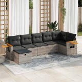 vidaXL Set canapele de grădină, 7 piese, cu perne, gri, poliratan 3325987