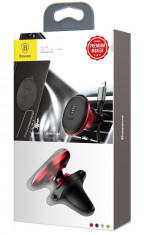 Suport Telefon Auto Baseus Magnetic Pentru Grila Ventilatie Si Suport 2 Cabluri Rosu SUGX-A09 foto
