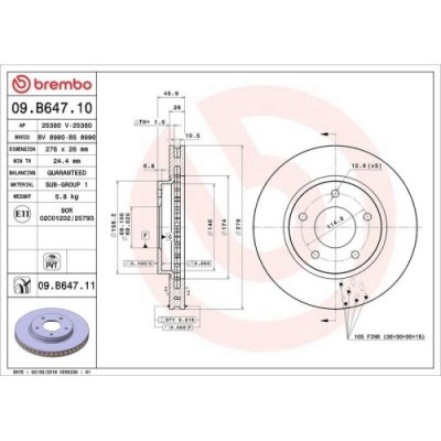 Set disc frana Mitsubishi Lancer 7 (Cs A Ct A) 01.00-12.13, Lancer 8 (Cy A Cz A) 03.07-, Lancer 8 Sportback (Cx A) 10.07-, Fata, 276X26mm, ventilat, foto