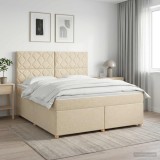 Cumpara ieftin Pat boxspring cu saltea cu headboard Crem 160 x 200 cm Tesatura