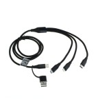 Cablu de incarcare OTB 3in1 + adaptor USB - compatibil cu iPhone / Micro-USB / USB-C - 1.0m - negru