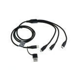 Cablu de incarcare OTB 3in1 + adaptor USB - compatibil cu iPhone / Micro-USB / USB-C - 1.0m - negru