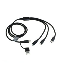 Cablu de incarcare OTB 3in1 + adaptor USB - compatibil cu iPhone / Micro-USB / USB-C - 1.0m - negru