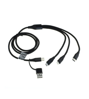 Cablu de incarcare OTB 3in1 + adaptor USB - compatibil cu iPhone / Micro-USB / USB-C - 1.0m - negru foto