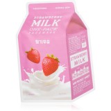A&rsquo;pieu One-Pack Milk Mask Strawberry mască textilă iluminatoare 21 g