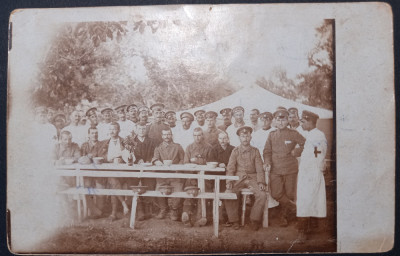 WWI - FOTOGRAFIE MILITARA - OCUPATIE BULGARA IN DOBROGEA - SPITAL MILITAR - 1917 foto