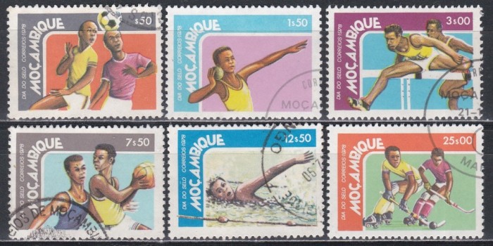 Mozambic 1978 - Ziua Timbrului - Sport, Stampilat