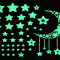 Autocolante Fluorescente de Perete in Forma de Stele si Semiluna, 52 Bucati