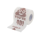 Hartie igienica, cu mesaj Funny, Aniversare 40 de ani, 2 straturi, Mesaj amuzant &amp;quot;HOLY YOU&amp;#039;RE 40!&amp;quot;, 10 cm h, 10 cm l, Oem