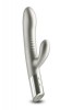 Vibrator Iepuras Royals Grace, Vibrating&amp;Thrusting, 20 Functii Stimulatoare, Silicon, USB, Champagne, 24.3 cm