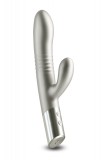 Vibrator Iepuras Royals Grace, Vibrating&amp;Thrusting, 20 Functii Stimulatoare, Silicon, USB, Champagne, 24.3 cm