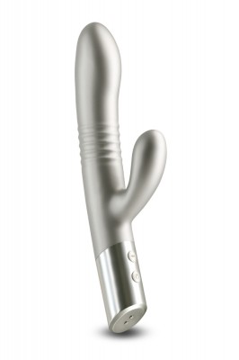 Vibrator Iepuras Royals Grace, Vibrating&amp;amp;Thrusting, 20 Functii Stimulatoare, Silicon, USB, Champagne, 24.3 cm foto