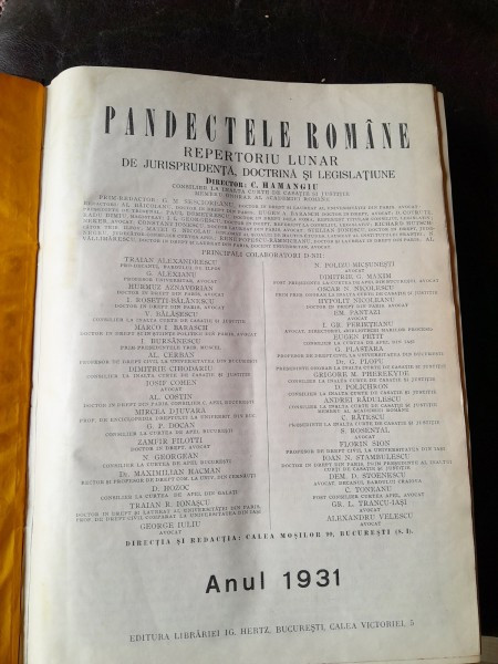 Pandectele romane pe anul 1931, C. Hamangiu