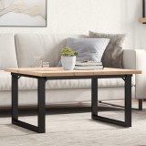 Masuta Cafea VidaXL Lemn Masiv Pin, Cadru O, 80x80x45.5 cm, Maro/Otel - Sufragerie, Design Rustic, Blat Robust