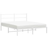 Cumpara ieftin Cadru de pat metalic cu tablie, alb, 150x200 cm