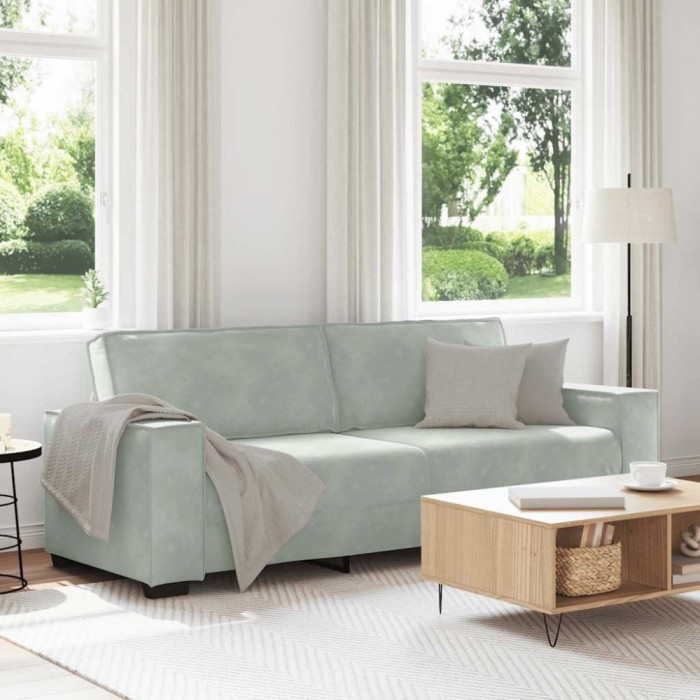Gossi canapea cu 3 locuri, gri deschis, material 180cm catifea
