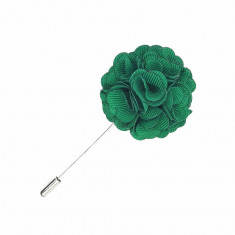 Pin rever sacou, Onore, verde, microfibra si aliaj metalic, 8.5 x 3.5 cm, model floare petale rotund foto