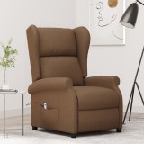 vidaXL Fotoliu rabatabil electric cu spătar aripi, maro, textil 3098323