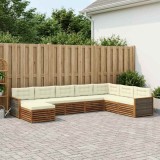 vidaXL Set de canapele de exterior cu pernă 8 pcs Natural și Crem 3383708