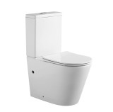 Cumpara ieftin Set Vas WC Pe Pardoseala, Model LX-2904, Fara Rama, Rimless, Rezervor Apa, Iesire Orizontala P-Trap, Dimensiuni 610 x 360 x 850 mm, Alb, Ceramica, Cap