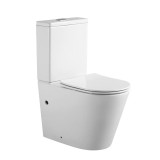 Set Vas WC Pe Pardoseala, Model LX-2904, Fara Rama, Rimless, Rezervor Apa, Iesire Orizontala P-Trap, Dimensiuni 610 x 360 x 850 mm, Alb, Ceramica, Cap