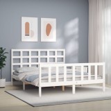 Cumpara ieftin Cadru de pat fără saltea, alb, 160x200 cm, lemn masiv pin