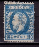 RO 1872 ,LP 36 ,&quot;Carol I cu barba- dant.&quot;,10 B albastru,pliuri/crapaturi,stamp.