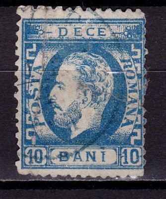 ✅ RO 1872 ,LP 36 ,&amp;quot;Carol I cu barba- dant.&amp;quot;,10 B albastru,pliuri/crapaturi,stamp. foto