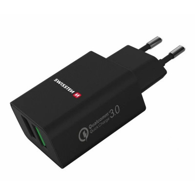 Incarcator Retea Swissten 2xUSB QC 3.0+23W Negru foto