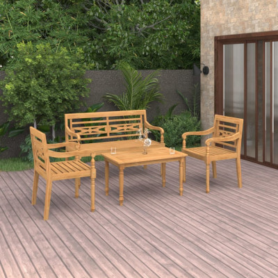 vidaXL Set mobilier grădină, 4 piese, lemn masiv de tec foto