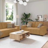 vidaXL Set de canapele cu perne, 2 piese, maro, catifea 3324707