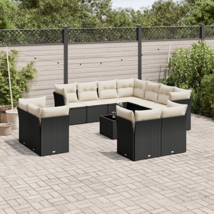 Gossi set canapele de gradina, 12 piese, cu perne, negru, poliratan